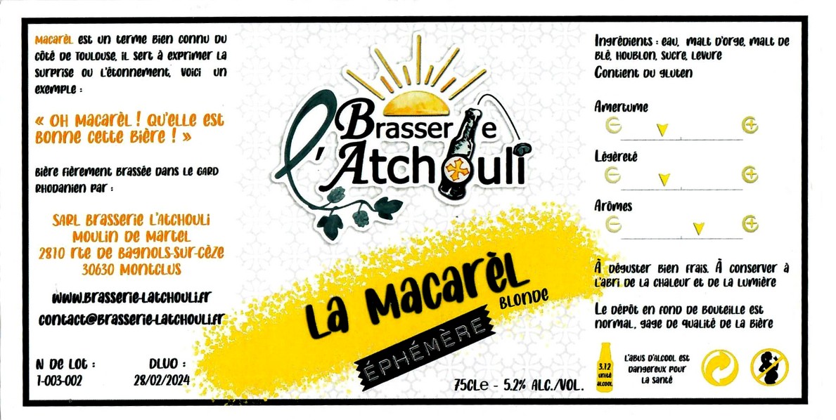 Etiquette BRASSERIE L'ATCHOULI 06