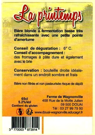 Etiquette BRASSERIE L'ESCREBOISE 57B