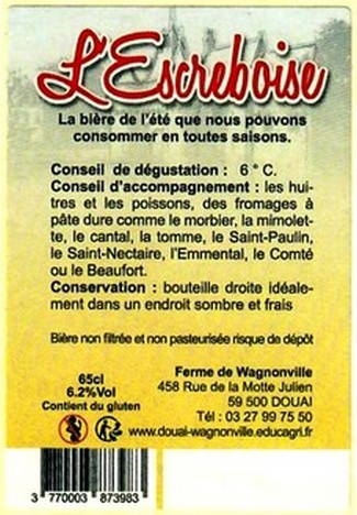 Etiquette BRASSERIE L'ESCREBOISE 59B