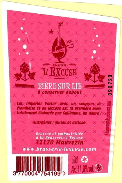 etiquette BRASSERIE L'EXCUSE 17 BACK