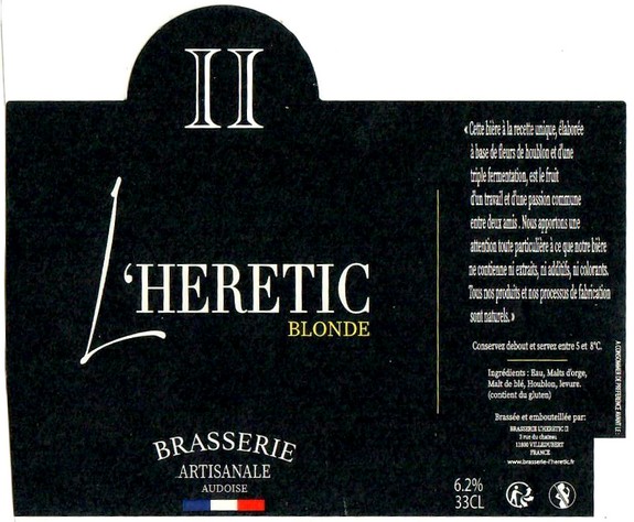 Etiquette BRASSERIE L'HERETIC II 01