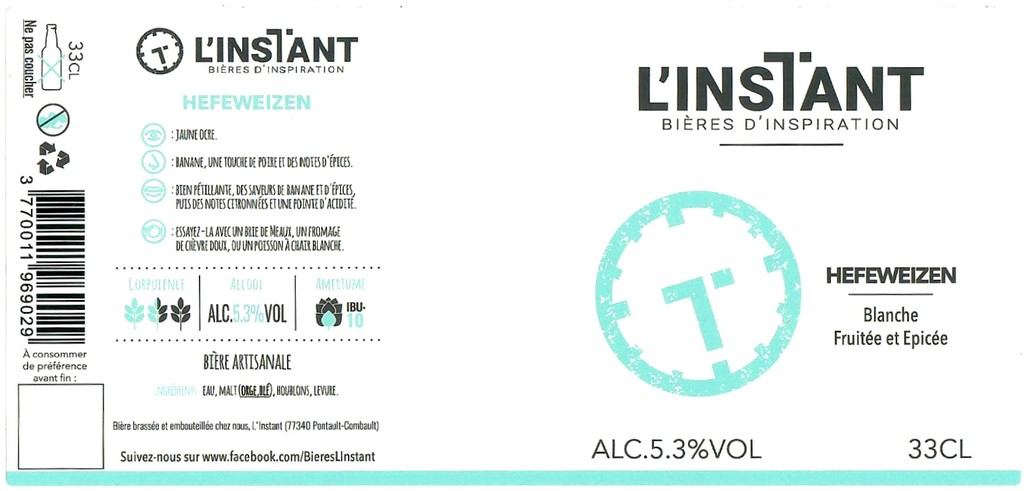 Etiquette BRASSERIE L'INSTANT 02 Etiquette BRASSERIE L'INSTANT 02