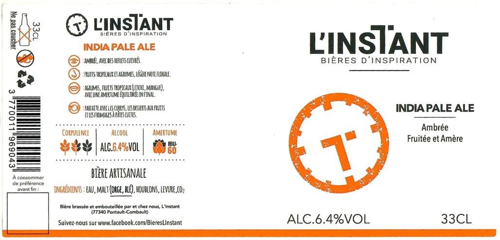 Etiquette BRASSERIE L'INSTANT 03 Etiquette BRASSERIE L'INSTANT 03
