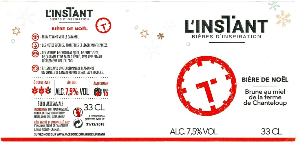 Etiquette BRASSERIE L'INSTANT 06 Etiquette BRASSERIE L'INSTANT 06