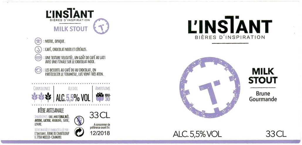 Etiquette BRASSERIE L'INSTANT 08 Etiquette BRASSERIE L'INSTANT 08