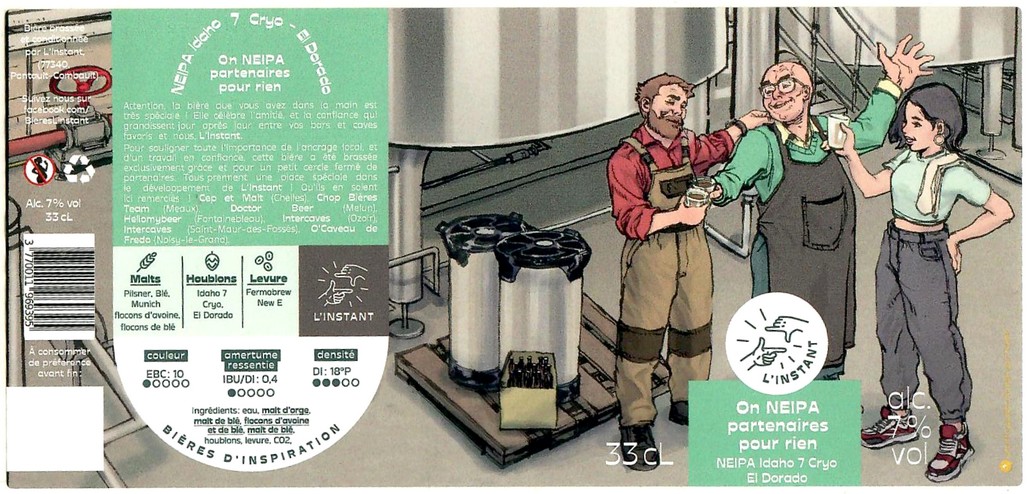 Etiquette BRASSERIE L'INSTANT 18 Etiquette BRASSERIE L'INSTANT 18