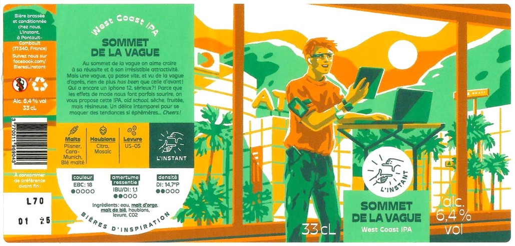 Etiquette BRASSERIE L'INSTANT 22 Etiquette BRASSERIE L'INSTANT 22