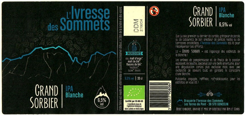 Etiquette BRASSERIE L'IVRESSE DES SOMMETS 10