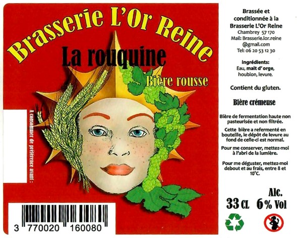 Etiquette BRASSERIE L'OR REINE 16