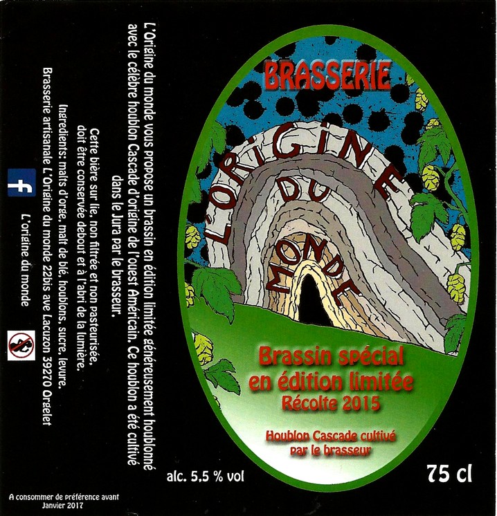 etiquette BRASSERIE L'ORIGINE DU MONDE 28