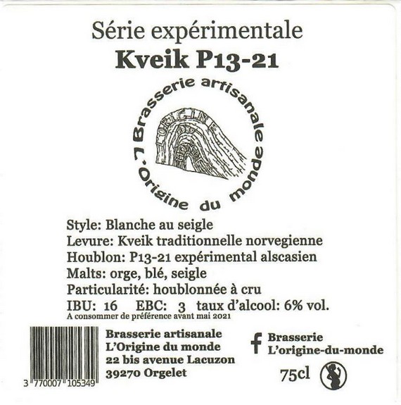 etiquette BRASSERIE L'ORIGINE DU MONDE 29