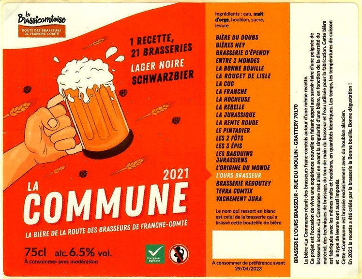 Etiquette BRASSERIE L'OURS BRASSEUR 27