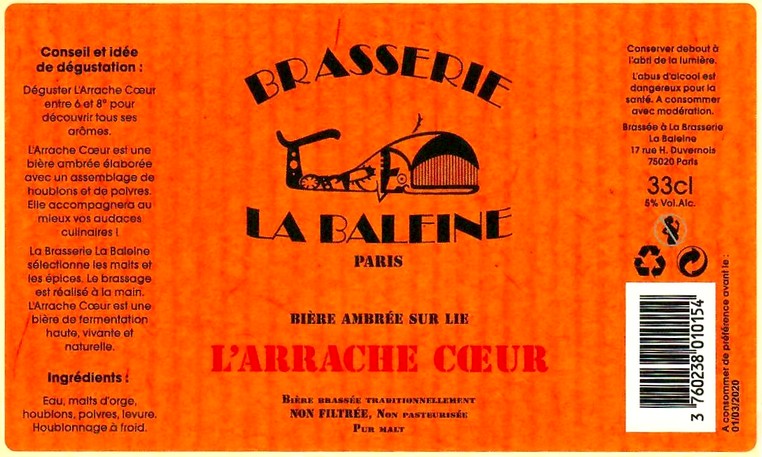 Etiquette BRASSERIE LA BALEINE 01