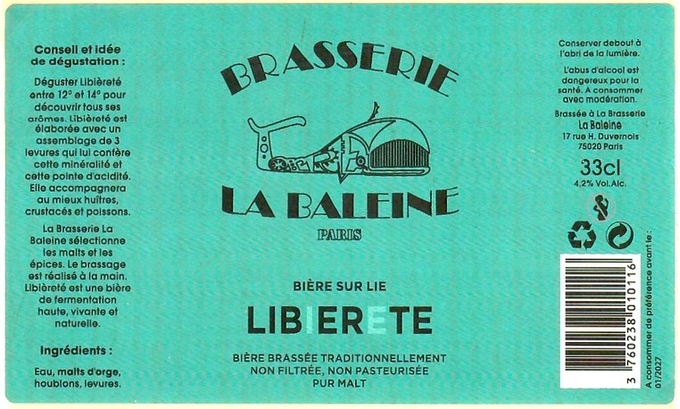 Etiquette BRASSERIE LA BALEINE 11