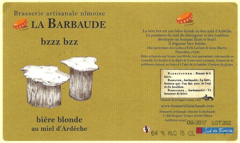 etiquette BRASSERIE LA BARBAUDE 21