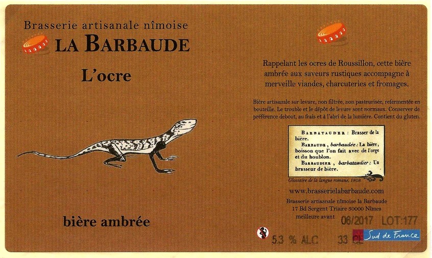 etiquette BRASSERIE LA BARBAUDE 22