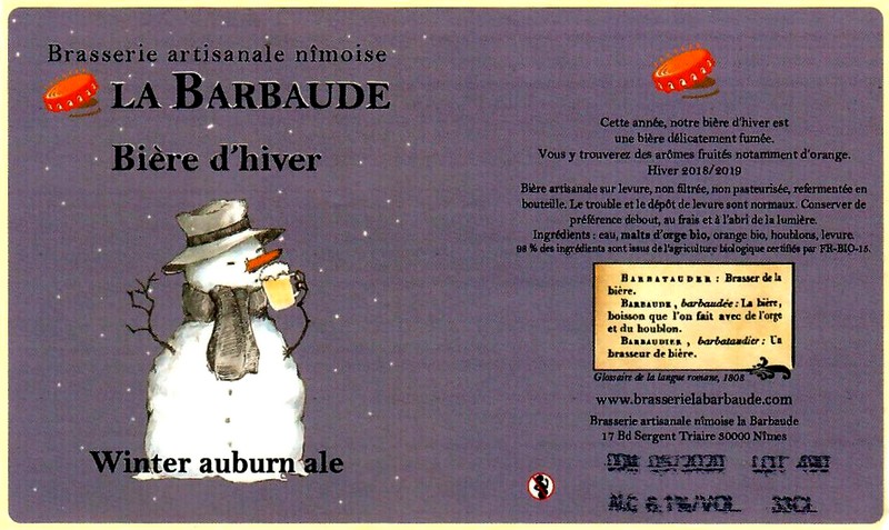 etiquette BRASSERIE LA BARBAUDE 34