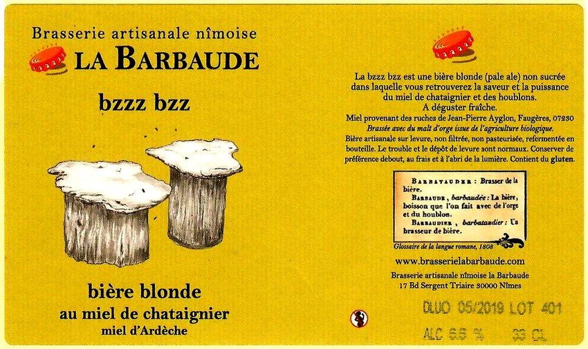 etiquette BRASSERIE LA BARBAUDE 38