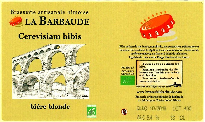 etiquette BRASSERIE LA BARBAUDE 42