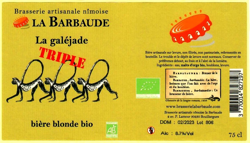 etiquette BRASSERIE LA BARBAUDE 53