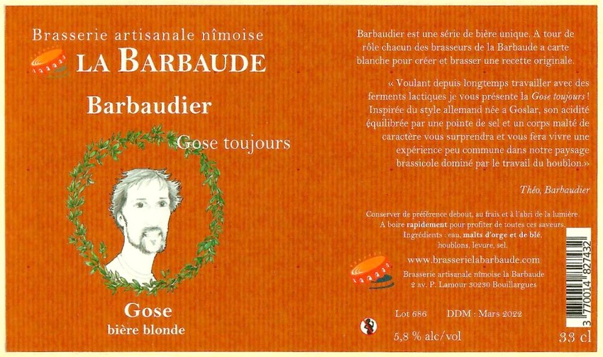 Etiquette BRASSERIE LA BARBAUDE 70