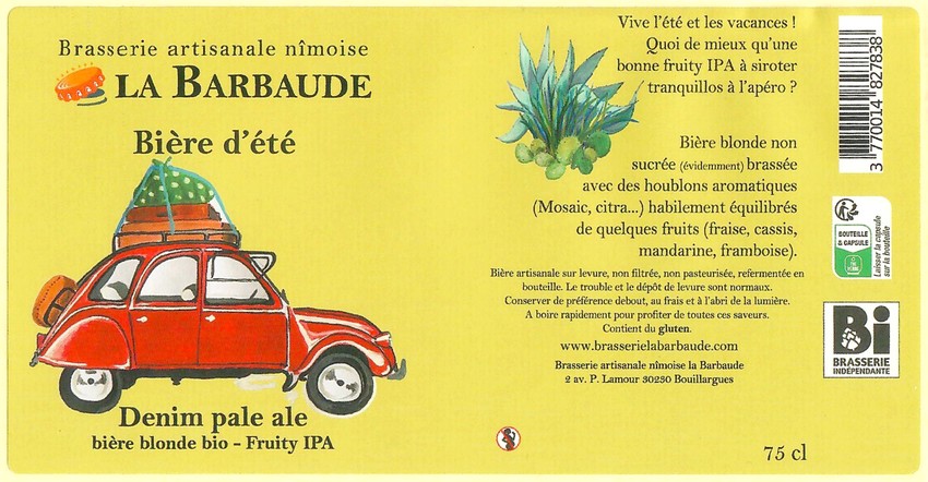 Etiquette BRASSERIE LA BARBAUDE 72