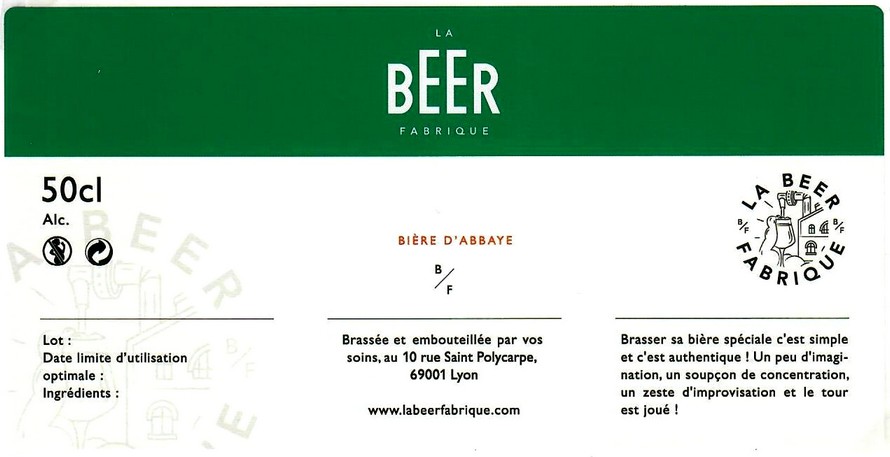 etiquette BRASSERIE LA BEER FABRIQUE 01