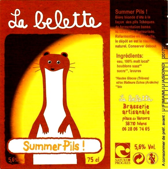 etiquette BRASSERIE LA BELETTE 29