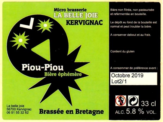 Etiquette BRASSERIE LA BELLE JOIE 05