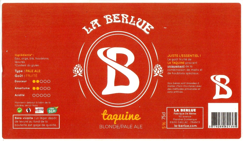 Etiquette BRASSERIE LA BERLUE 07