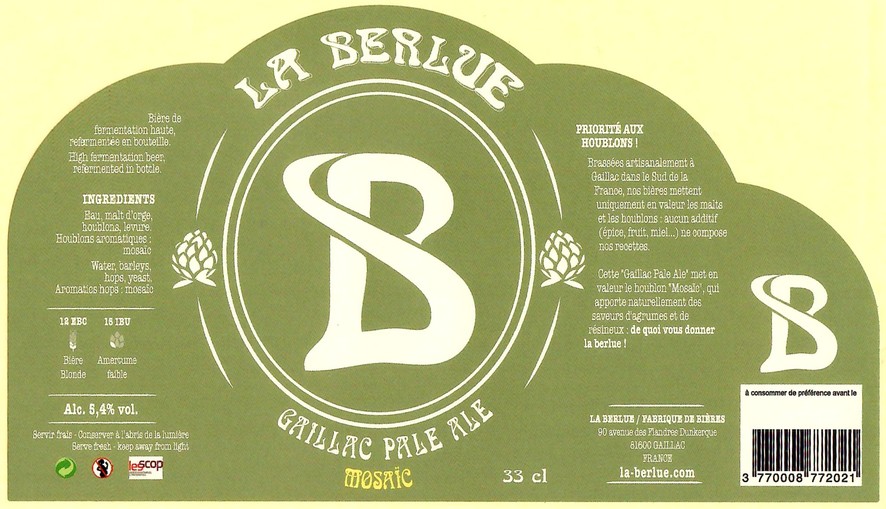 Etiquette BRASSERIE LA BERLUE 13