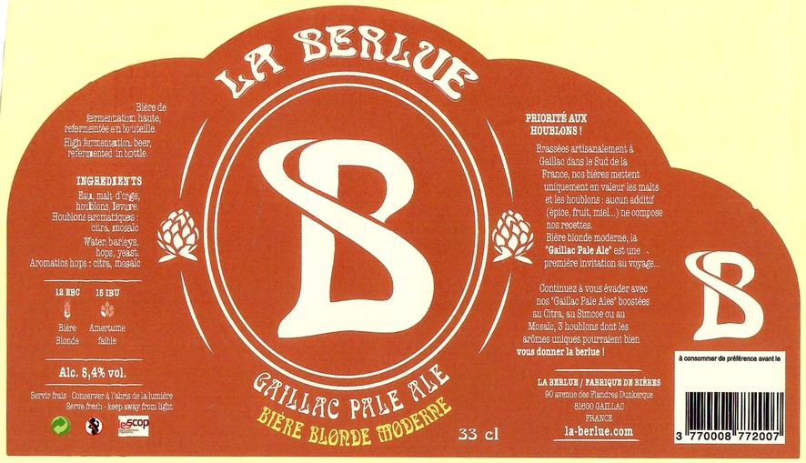 Etiquette BRASSERIE LA BERLUE 17