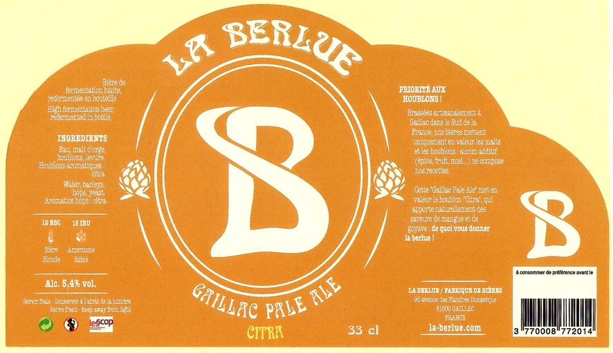 Etiquette BRASSERIE LA BERLUE 18