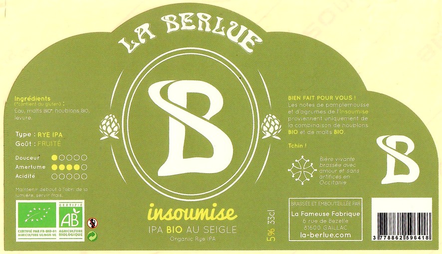 Etiquette BRASSERIE LA BERLUE 20