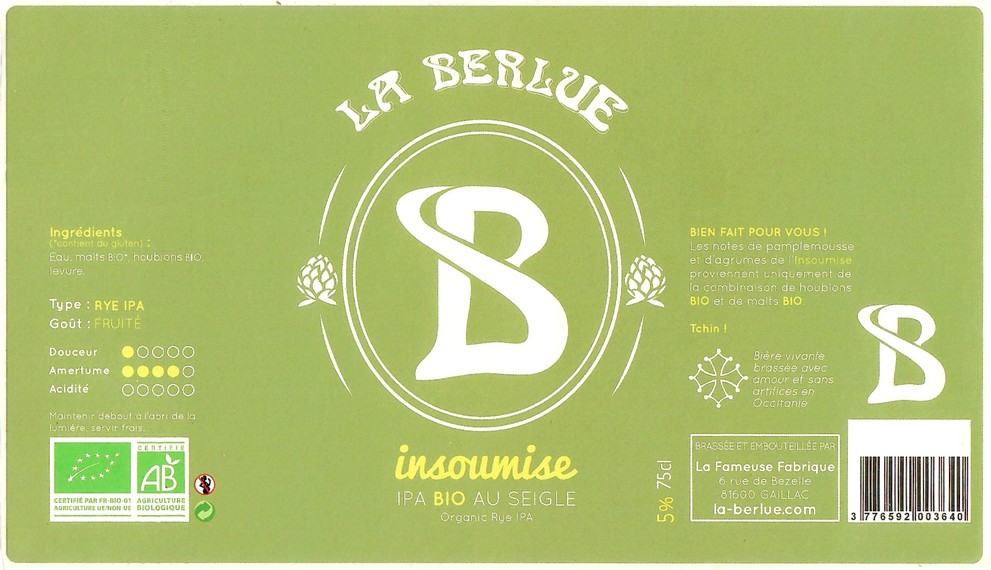 Etiquette BRASSERIE LA BERLUE 28