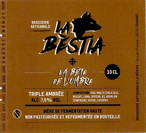 etiquette BRASSERIE LA BESTIA 22