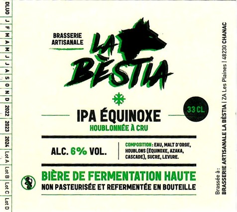 Etiquette BRASSERIE LA BESTIA 24