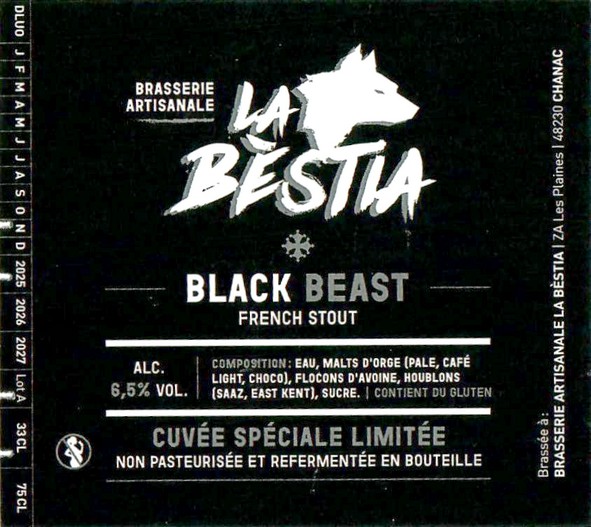 Etiquette BRASSERIE LA BESTIA 28