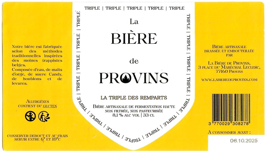 Etiquette BRASSERIE LA BIERE DE PROVINS 02