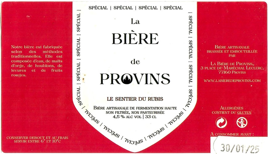 Etiquette BRASSERIE LA BIERE DE PROVINS 06