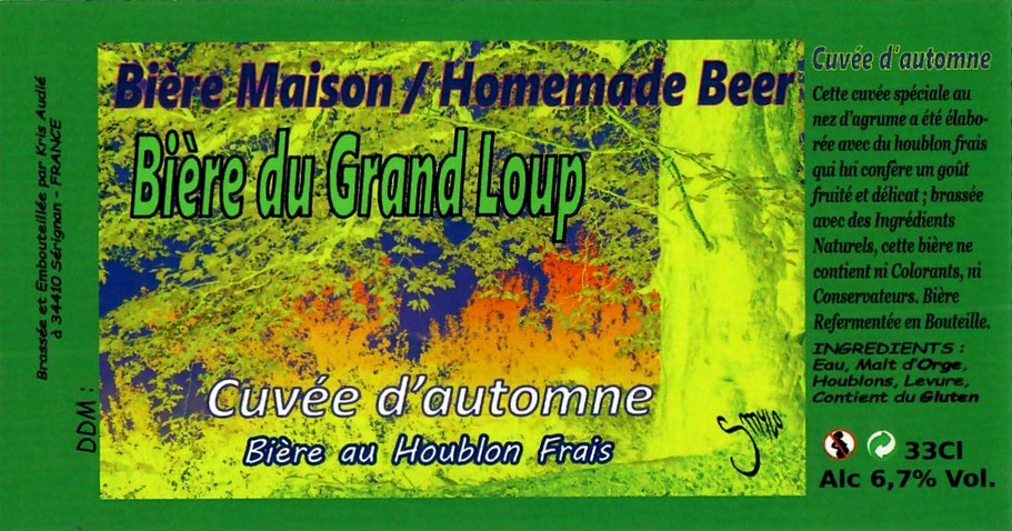 Etiquette BRASSERIE LA BIERE DU GRAND LOUP 13