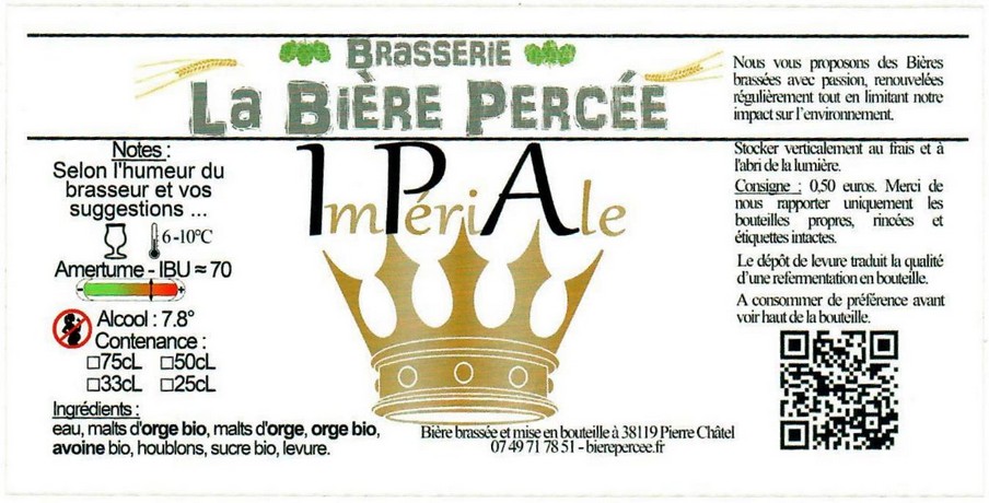 Etiquette BRASSERIE LA BIERE PERCEE 04