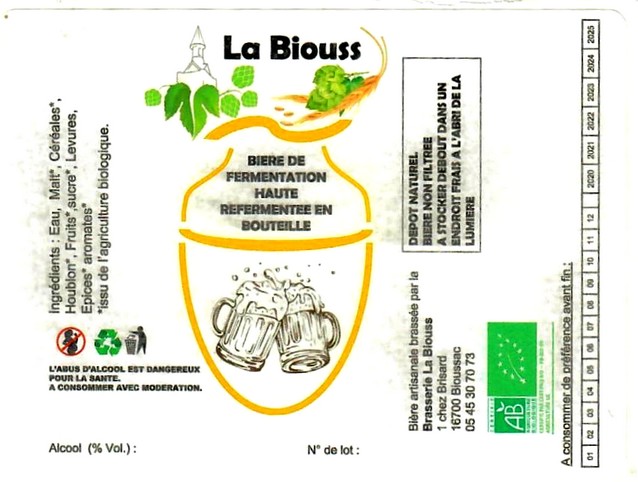 etiquette BRASSERIE LA BIOUSS 01