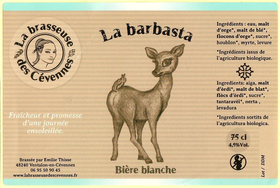Etiquette BRASSERIE LA BRASSEUSE DES CEVENNES 01