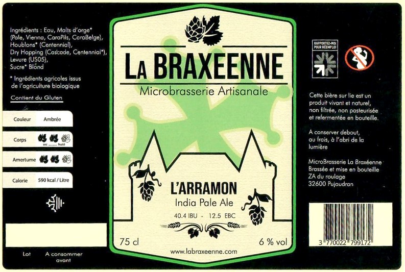 Etiquette BRASSERIE LA BRAXEENNE 16 Etiquette BRASSERIE LA BRAXEENNE 16