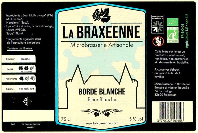 Etiquette BRASSERIE LA BRAXEENNE 22 Etiquette BRASSERIE LA BRAXEENNE 22