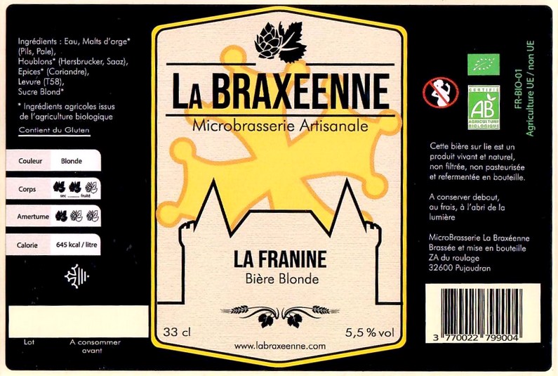 Etiquette BRASSERIE LA BRAXEENNE 32 03
