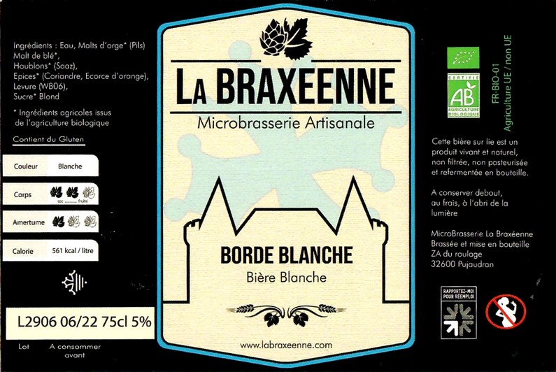 Etiquette BRASSERIE LA BRAXEENNE 32 06
