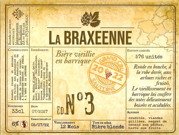 Etiquette BRASSERIE LA BRAXEENNE 32 11