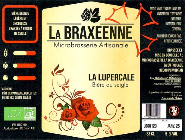 Etiquette BRASSERIE LA BRAXEENNE 32 12